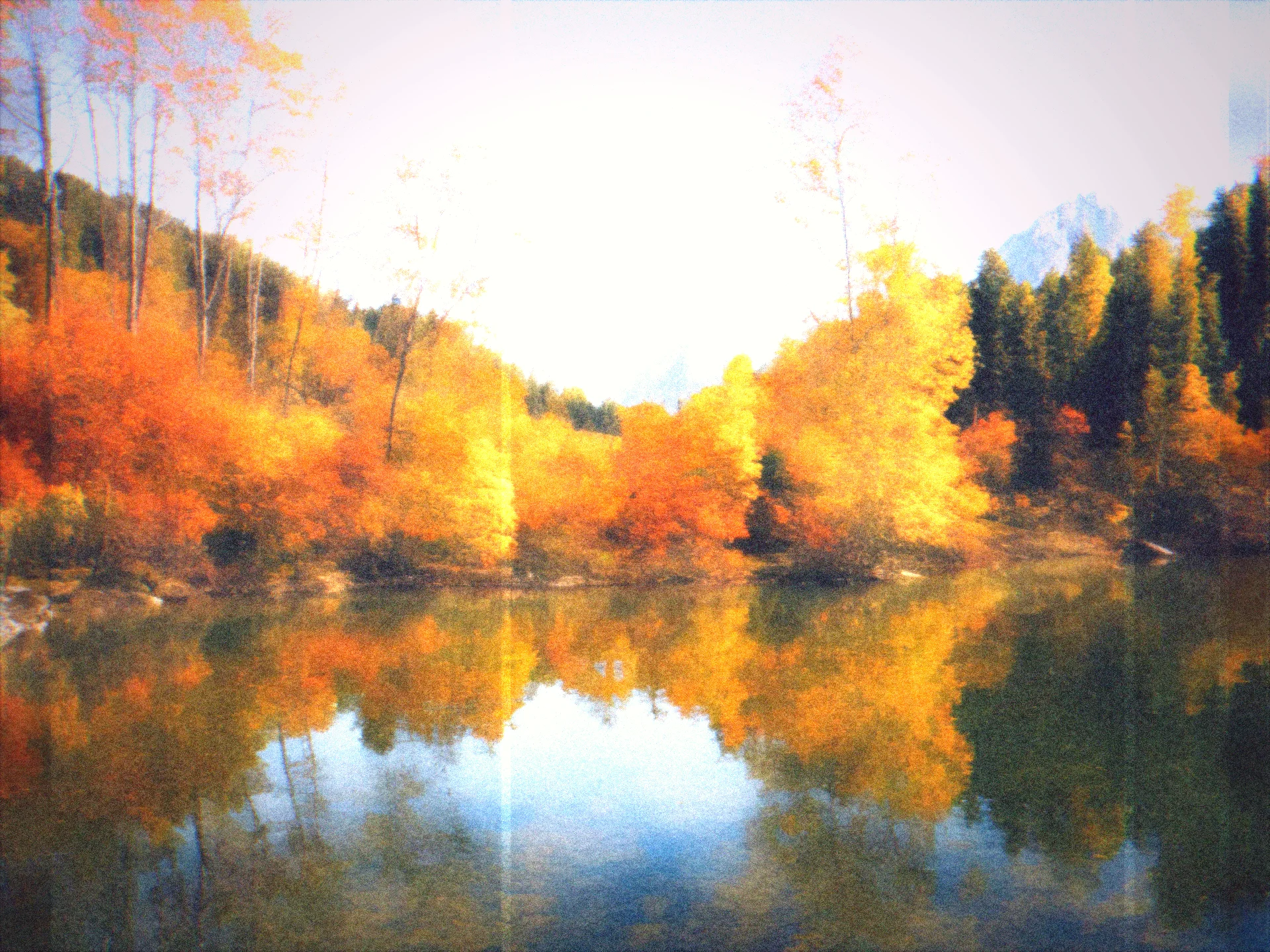 Autumn lake as Kodachrome — Kodachrome