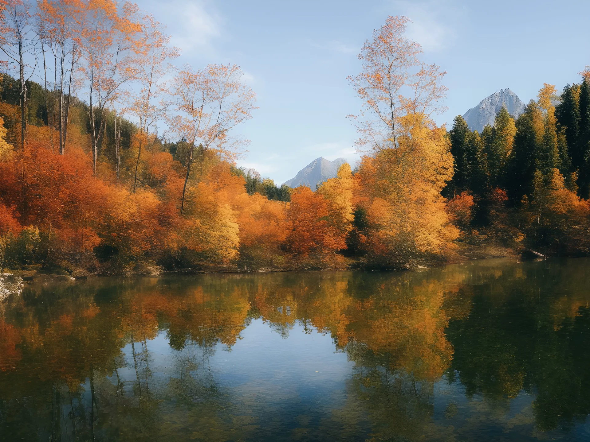Autumn lake as Kodachrome — Original